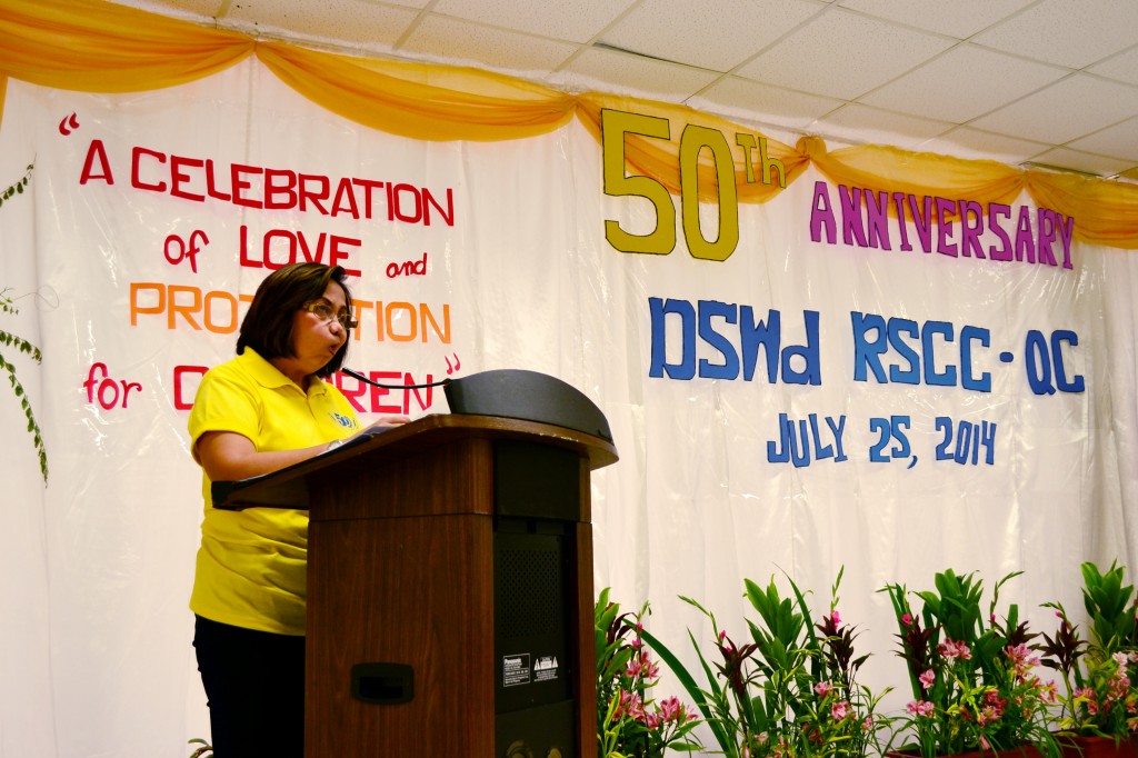DSWD-NCR Director Ma. Alicia S. Bonoan while giving the audience a glimpse of the golden history of RSCC.